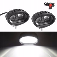 Halogeny motocyklowe MK-W20S - 2x LED 20W, IP67 i włącznik