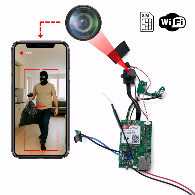 Mini kamera modułowa MK055-A1-4G - WiFi + 4G LTE, Full HD i IR do 5m