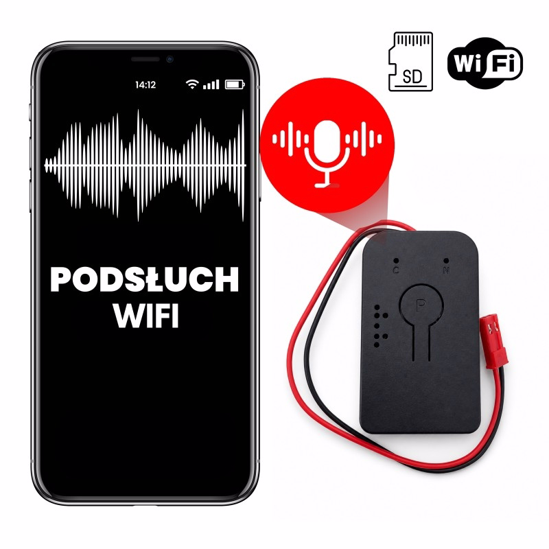 Dyktafon WiFi (podsłuch) MKAR09 - magnes, microSD 128GB i do 18 miesięcy czuwania
