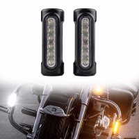 Kierunkowskazy LED na gmole - czarne, DRL, 12 diod i komplet 2 szt.