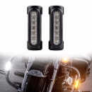 Kierunkowskazy LED na gmole - czarne, DRL, 12 diod i komplet 2 szt.