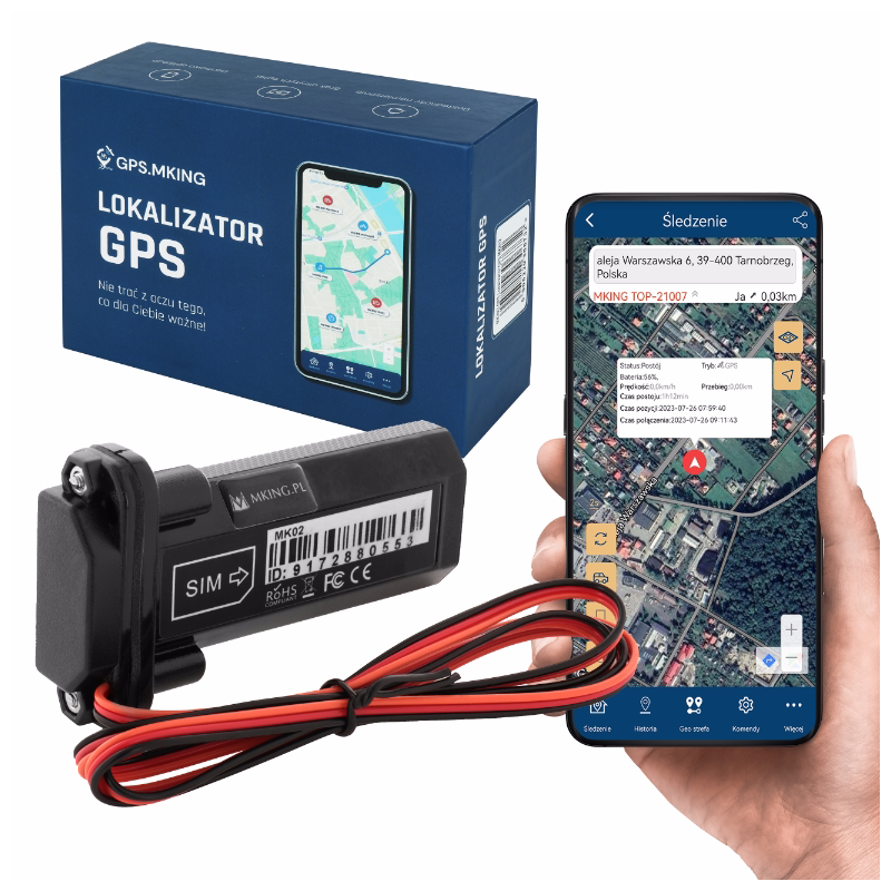 Lokalizator GPS MK02 4G+2G - do auta i motocykla, przewodowy, polska aplikacja