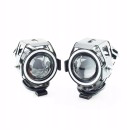 Halogeny motocyklowe LED U7 CREE komplet 2szt srebrne niebieski ring 3000LM