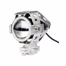 Halogeny motocyklowe LED U7 CREE komplet 2szt srebrne niebieski ring 3000LM