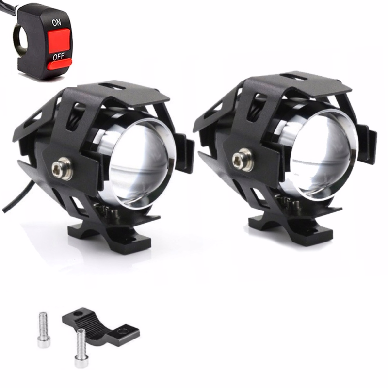 Halogeny motocyklowe LED CREE U5 3000LM 2szt 3 tryby czarne 12-80V