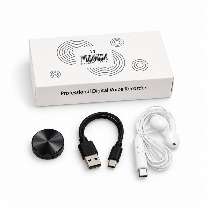 011 Mini dyktafon cyfrowy 16GB z aktywacją głosem VOR, odtwarzacz MP3, USB-C