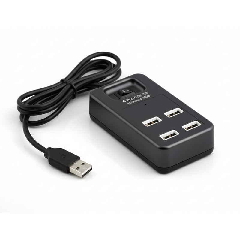 047- 4 portowy hub  ładowarka USB, hub USB (czarny)