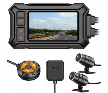 Rejestrator motocyklowy A12 GPS WiFi 1080P 2 Kamery IP67